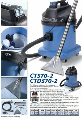 £912.90 • Buy CTD570-2 Twin Motor Vacuum Commercial CARPET CLEANING Car Valeting Vacuum 844617