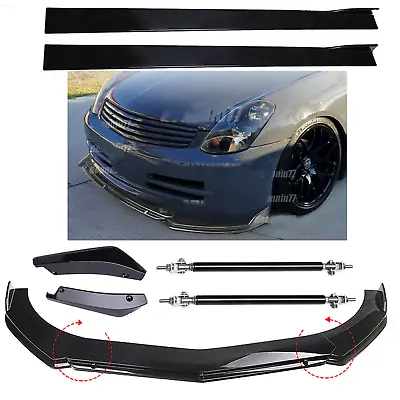 Front Bumper Lip Spoiler Splitter + Side Skirts + Rear Lip For Infiniti G35 G37 • $99.99