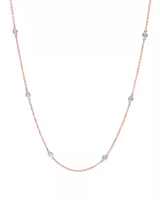 Natural Diamond Chain Anniversary Necklace For Girls 18k Rose Gold • $1022.01