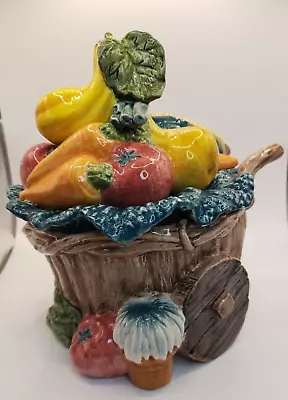 Fitz And Floyd Classics Vegetable Garden Cart Veggies Cookie Jar Candy Dish • $40