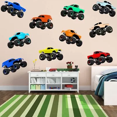 Peel And Stick Monster Size Trucks Wall Decals For Boys Room Kids Decor Stickers • $43.98