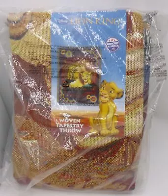 DISNEY Lion King Simba Mufasa Woven Tapastry 48 X60  Throw NEW • $55