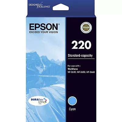GENUINE Original Epson 220 Cyan Ink Cartridge WF-2630 WF-2650 WF-2660 T293292 • $23.99