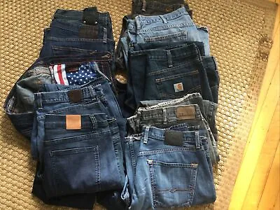 Denim Jeans Mens Lot Ten Pairs Various Brands Size 38 • $175