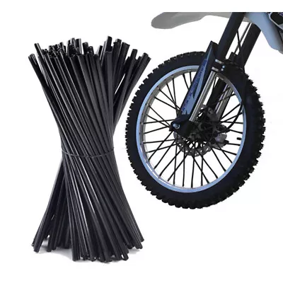 $8.95 • Buy 72 Motorcycle Dirt Bike Spoke Skins Covers Wraps Wheel Rim Guard Protector Black