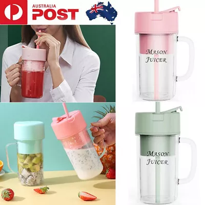 500ml Portable Electric Fruit Juicer Cup With Straw Smoothie Blender USB Travel • $26.59