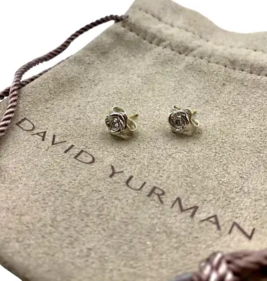 David Yurman Crossover Infinity Stud Earrings In Sterling Silver With Diamonds • $349