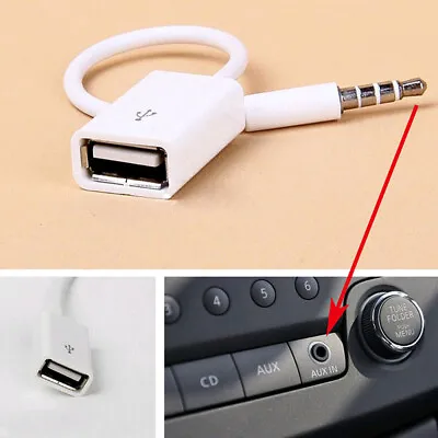 Car Parts 3.5mm Male AUX Audio Plug Jack To USB 2.0 Converter Cord Cable White • $1.57