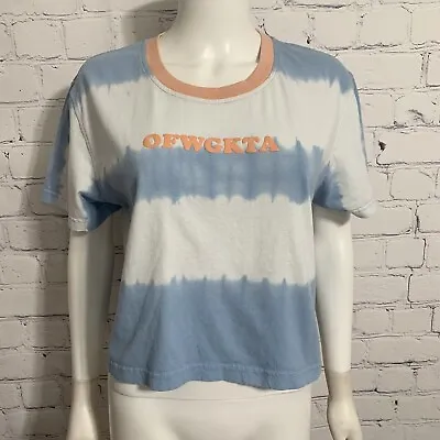 Odd Future Shirt Womens Medium Blue White Tie Dye OFWGKTA Crop Top Band Tee • £20.43