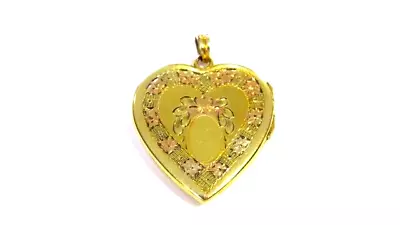 Vintage 12K Gold Filled Large 1.25  Heart Locket Pendant Necklace Hayward CLEAN • $34.99