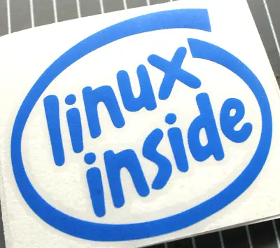 Linux Inside Vinyl Sticker (Blue) (100mm) - INTEL AMD CPU GPU PC MOD • £3.50