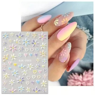 5D Nail Art Stickers Decal Flowers Floral Hearts Daisy Daisies Decoration Q5D03 • £2.95