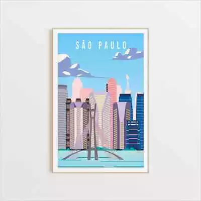 Sao Paulo City Travel Illustration Poster Choose Your Size • $17.03