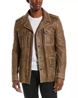 Tod’S Stone Wash Waxed Leather Jacket Men's Brown L • $965
