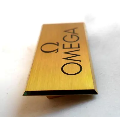 Vintage 1.5 Inch Omega Retail Store Display Gold Metal Wedge Watch Sign • $30