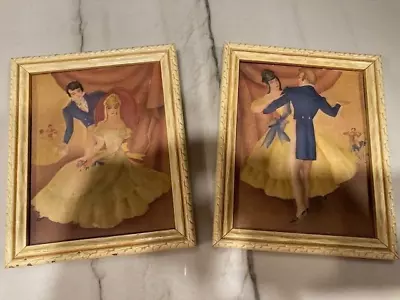 Sandre' Dance Couple & Ballroom Lithograph  Morris & Bendien NY Framed Vintage • $50