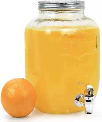 Glass Drink Dispenser For Parties - 1 Gallon Glass Jar Beverage Dispense • $27.15