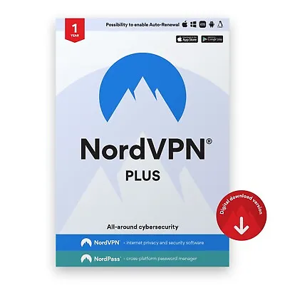 NordVPN Plus — 1-Year VPN & Cybersecurity Software Bundle Subscription • £62.49