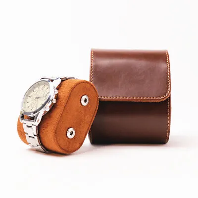 Real Leather Watch Roll Single Watch Storage Box Travel Case For Men Or Women • £15.99