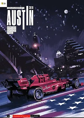 Ferrari F1 Austin Grand Prix 2019 High-Quality 22inx17in Art Poster • $64.95