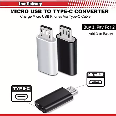 For All Micro USB Ported Phones- Micro USB To Type-C Converter Adapter Connector • £2.95