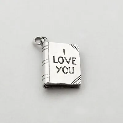 Sterling Silver I Love You Heart Book Card Charm Pendant Vintage • $42.75