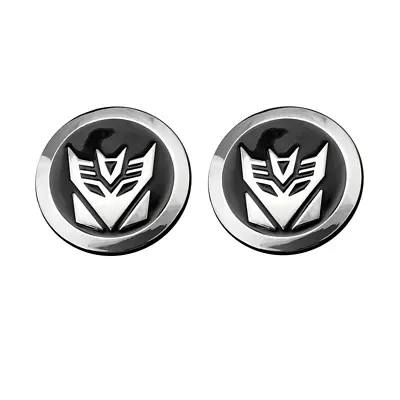 2x Chrome Black Round Transformers Decepticons Logo Body Fender Door Rear Emblem • $27.56