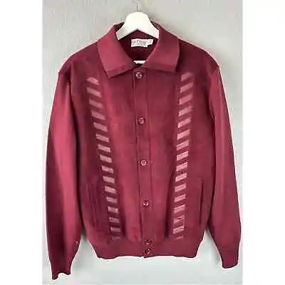 Vintage St. Croix Knits Maroon Men’s Cardigan Jacket Rockabilly Size Large • $40