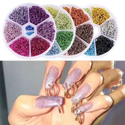 Nail Metal Dangle Ring Mix Color Piercing Decoration Jewelry Art Manicure Decor • $4.17