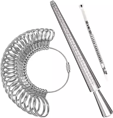 Ring Sizer Measuring Tool Set Ring Gauges With Finger Sizer Mandrel Ring 3 Pcs  • $18.96