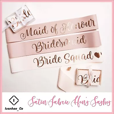 Satin Hens Party Sashes Team Bride Hen Party Sash Night Bachelorette Bridal AUS • $2.99