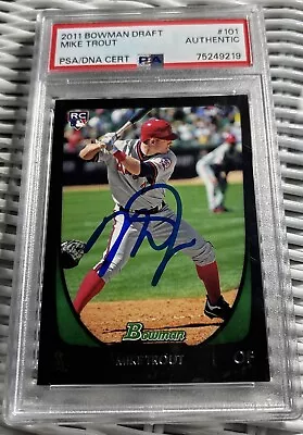 Mike Trout 2011 Bowman Draft Rookie RC Signed PSA/DNA Auto Authentic Rare • $549.99