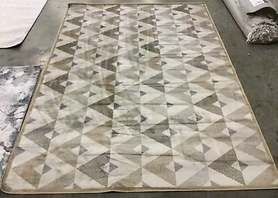 BEIGE / GREY 5'-3  X 7'-7  Back Stain Rug Reduced Price 1172656579 ATL980B-5 • $57