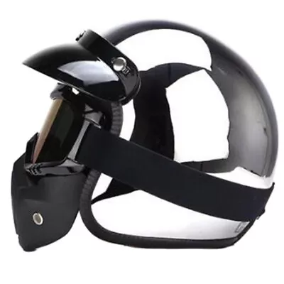 DOT Motorcycle Helmet Open Face Sun Visor Scooter Chrome Silver Off Road Helmet • $89.89