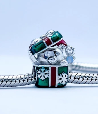 £18.95 • Buy 💖 Christmas Teddy Bear Present Charm Bead Xmas Genuine 925 Sterling Silver 💖
