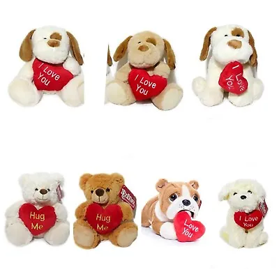 Valentines Day Bear Soft Plush Toys Holding Red I Love You Heart Gift For Her • £12.40