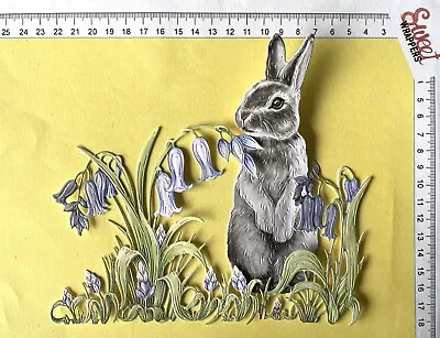 DECOUPAGE CARD Carnation Craft Die Cuts 4pcs Spring Easter Bunny Bluebell Rabbit • £6.89