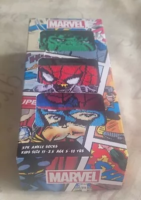 New Pack Of 3 Marvel Kids Socks 11 - 2.5 • £3.45