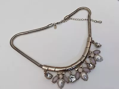 Marks And Spencer M&S Gold / Silver Tone Rhinestone Bib Necklace • £5.99