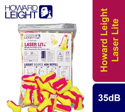 Howard Leight Laser Lite Ear Plugs+ SNR35dB Individually Wraped Sleep Work Study • £3.39