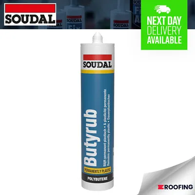 SOUDAL BUTYRUB NON-SETTING MASTIC POLYBUTENE BASED SEALANT - Black 300ml • £7.99