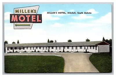 Mitchell SD South Dakota Miller's Motel Linen Postcard • $5.94