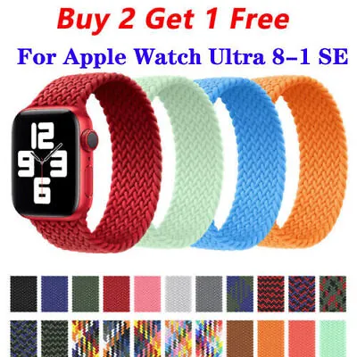 $2.16 • Buy Nylon Braided Solo Loop Strap Band For Apple Watch Ultra 8 7 6 SE 5 4 3 38~49mm