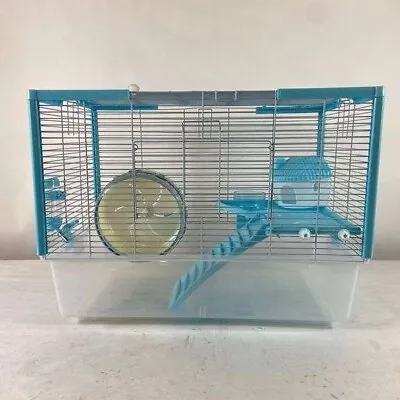 Large Blue Metal Cage 2-Level Habitat For Rodent Hamster Rat Mice Gerbil • $11.99