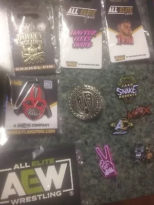 AEW Pro Wrestling Crate 10 Pin Lot MJF Moxley Bullet Club Hayter Vader Acclaimed • $10