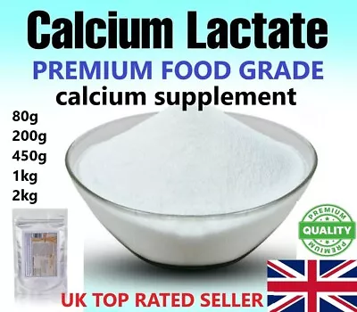 Calcium Lactate Powder E327 Food Grade Calcium Supplement 80g-2kg FREE P&P • £5.97