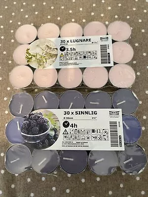 Ikea Scented Candles 60 Tea Lights Lugnare X 30 And Sinnlig X 30 New Unopened • £6