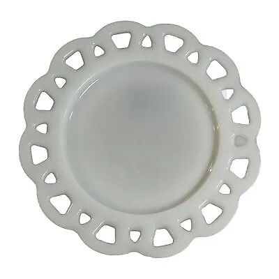 Vintage Anchor Hocking Milk Glass Cake Stand Plate Colony Lace 8.5   • $11.99