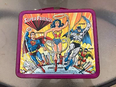 SUPER FRIENDS VINTAGE 1976 Aladdin Metal Lunchbox CLASSIC SUPERHEROS • $75