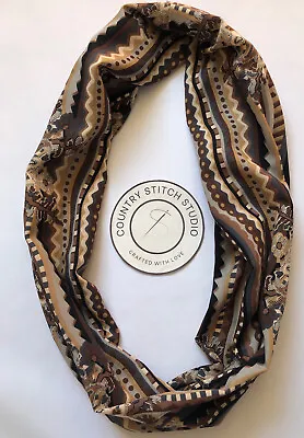Infinity Double Loop Circle Scarf Liberty Varuna Wool “Killerton”Handmade Brown • £19.99